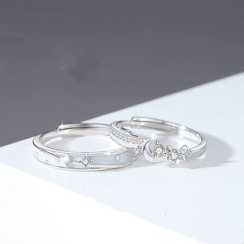 Luminous Star Moon Matching Couple Ring