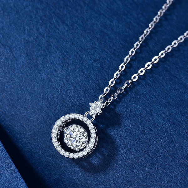Moissanite Dancing Stone Circle Necklace
