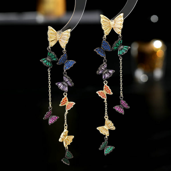 Butterfly Tassel Stud Earrings