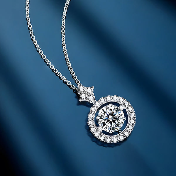 Moissanite Dancing Stone Circle Necklace
