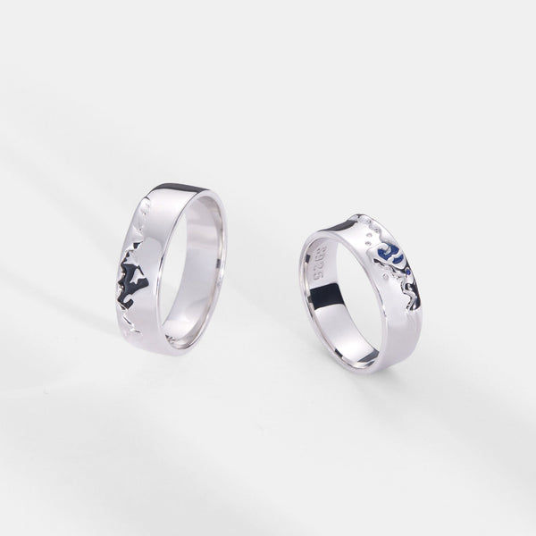 Mountain Ocean Matching Couple Ring