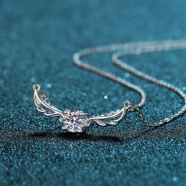 Angel Wing Moissanite Wedding Necklace