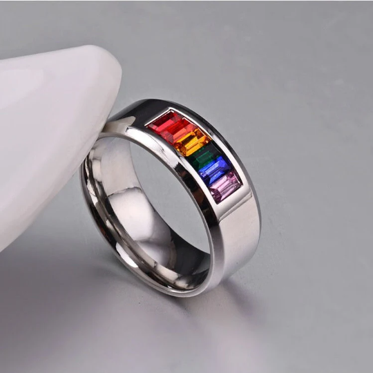 Rainbow LGBTQ Pride Colored Gem Ring