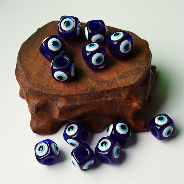 Blue Evil Eye Cubic Charm Bead