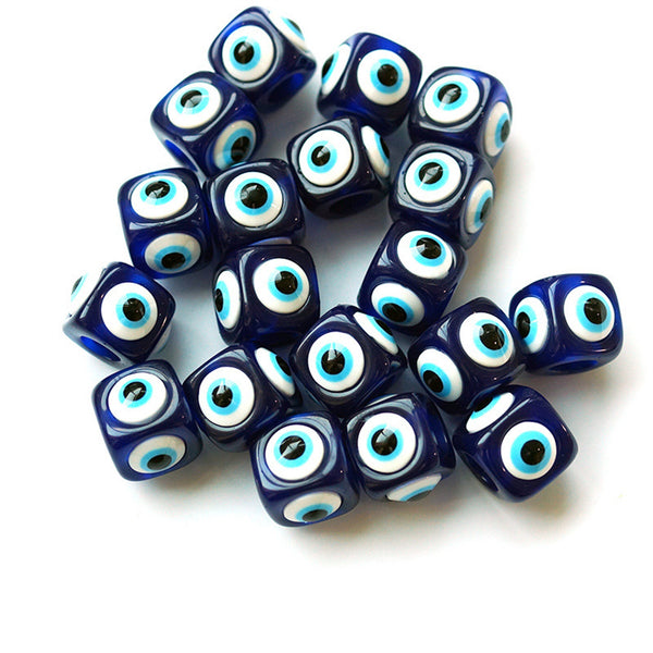 Blue Evil Eye Cubic Charm Bead