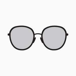 Illustration of round sunglasses with black frames on a white background