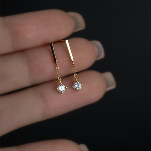 Minimalist Gold Bar Drop Earrings