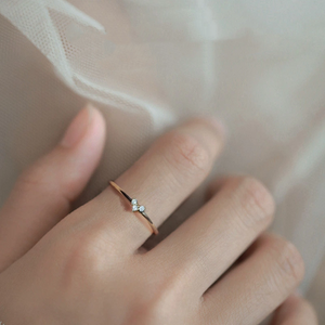 Gold Heart Thin Band Stacking Ring