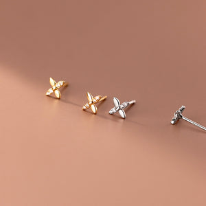 Tiny Small Four Leaf Stud Earrings