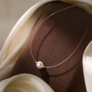 Invisible Wire Pearl Choker Necklace