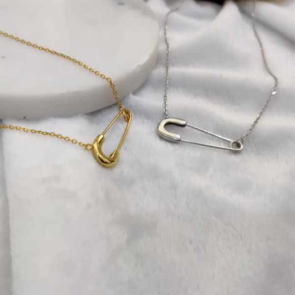 Minimalist Safety Pin Charm Necklace