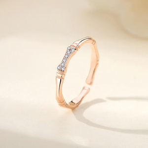 Anello impilabile a giunto in bambù argento