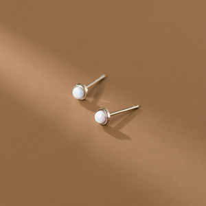 Dainty Minimalist Opal Stud Earrings