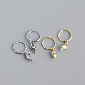 Dainty Seashell Drop Hoop Earrings