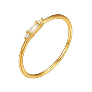 Baguette Round Thin Band Stacking Ring