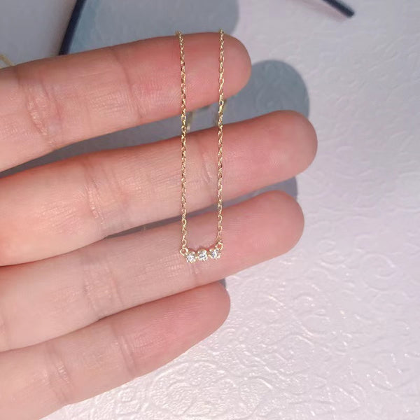 Dainty Round Stone Charm Necklace