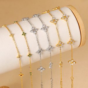 Four Leaf Clover Charm Stacking Bracelet