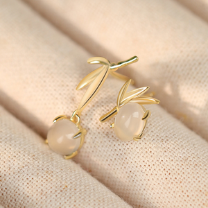 Mismatch Bamboo Agate Stud Earrings