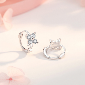 Classic Four Leaf Clover Hoop Earrings