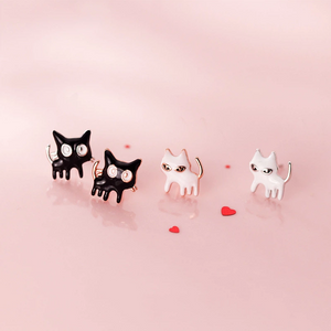 Cute Cat Enamel Stud Earrings