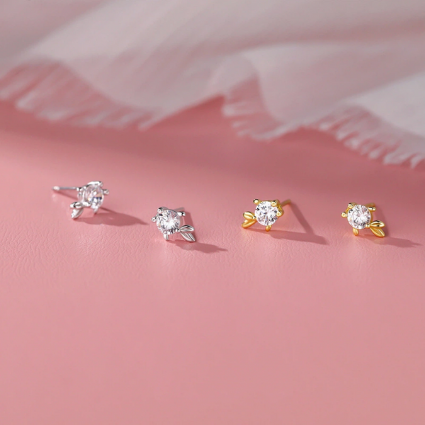 Minimalist Zircon Fish Stud Earrings