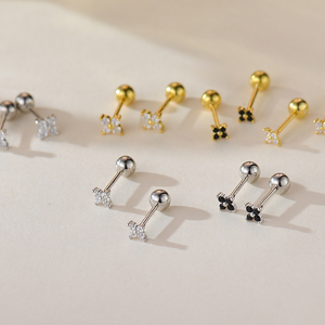 Tiny Small Flower Ball End Stud Earrings