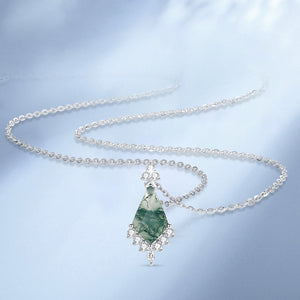 Kite Cut Moss Agate Pendant Necklace