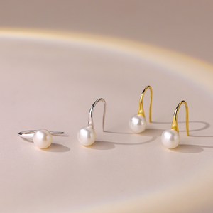 Minimalist Pearl Hook Earrings