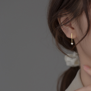 Minimalist Gold Bar Drop Earrings