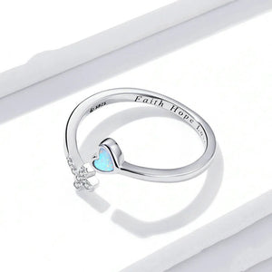 Opal Heart Cross Stacking Bypass Ring