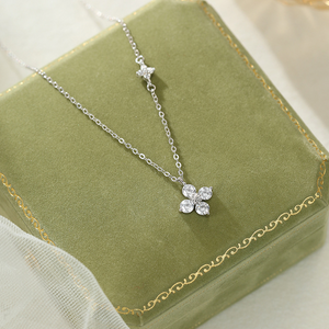 Dainty Four Leaf Flower Pendant Necklace
