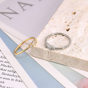 Baguette Round Thin Band Stacking Ring
