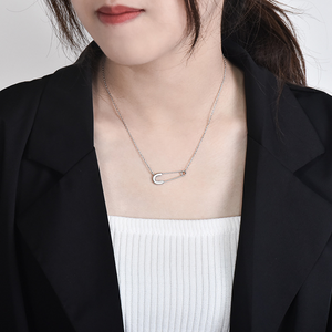 Minimalist Safety Pin Charm Necklace