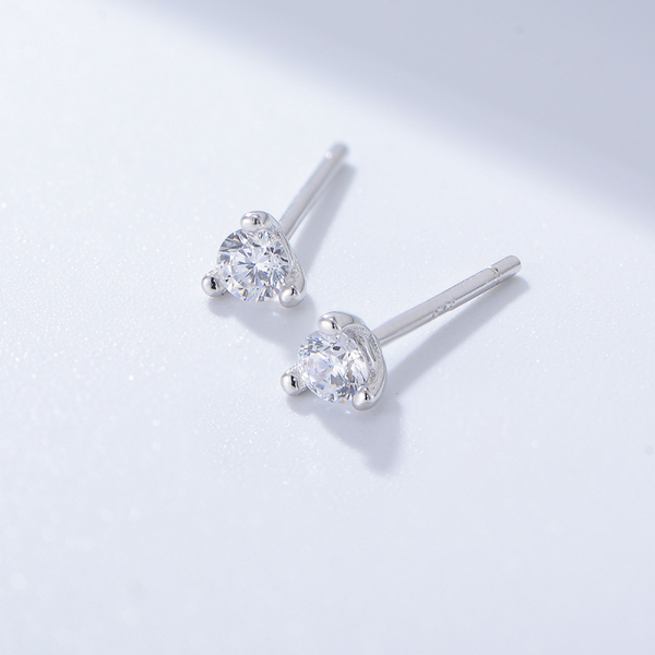 Tiny Small Solitaire Stud Earrings
