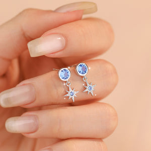 Dainty Blue Star Drop Earrings