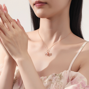 Jasmine Flower Fidget Spinner Charm Necklace