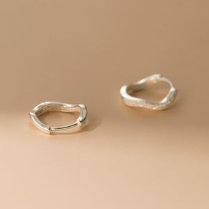 Ocean Sea Wave Matte Finish Hoop Earrings