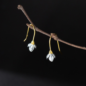 Dainty Magnolia Flower Hook Earrings