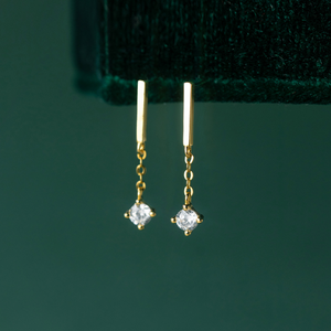 Minimalist Gold Bar Drop Earrings