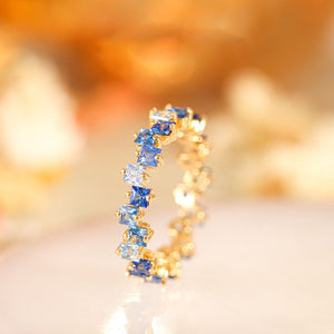 Dainty Blue Crystal Stacking Ring