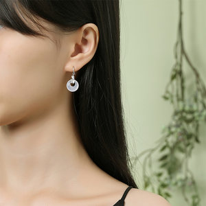 Silver Butterfly Agate Hook Earrings