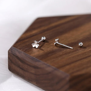 Tiny Small Three Leaf Clover Stud Earrings