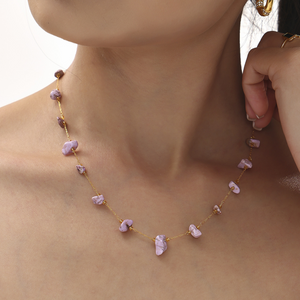 Natural Crystal Raw Stone Charm Necklace