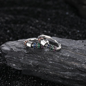 Colorful Rainbow Bead Huggie Hoop Earrings