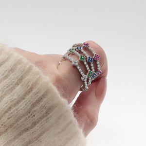 Colorful Four Leaf Clover Stacking Ring