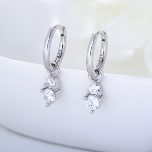 Sparkling Zircon Drop Hoop Earrings
