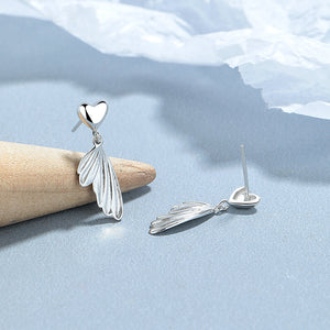 Dainty Heart Fish Tail Drop Earrings