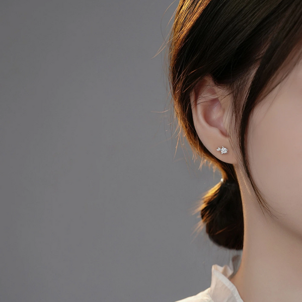 Minimalist Zircon Fish Stud Earrings