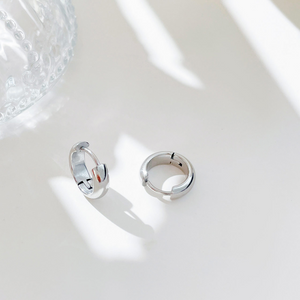 Minimalist Silver Circle Huggie Earrings