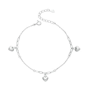 Dainty Silver Heart Charm Bracelet